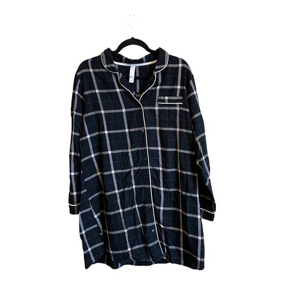 Target XL Stars Above plaid pajama nightgown black white cozy cabincore - Picture 1 of 7